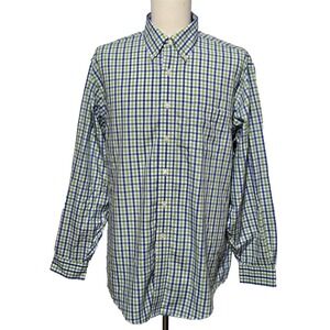Brooks Brothers Polo Shirt Mens Large Green Blue Check Button Down Traditional‎